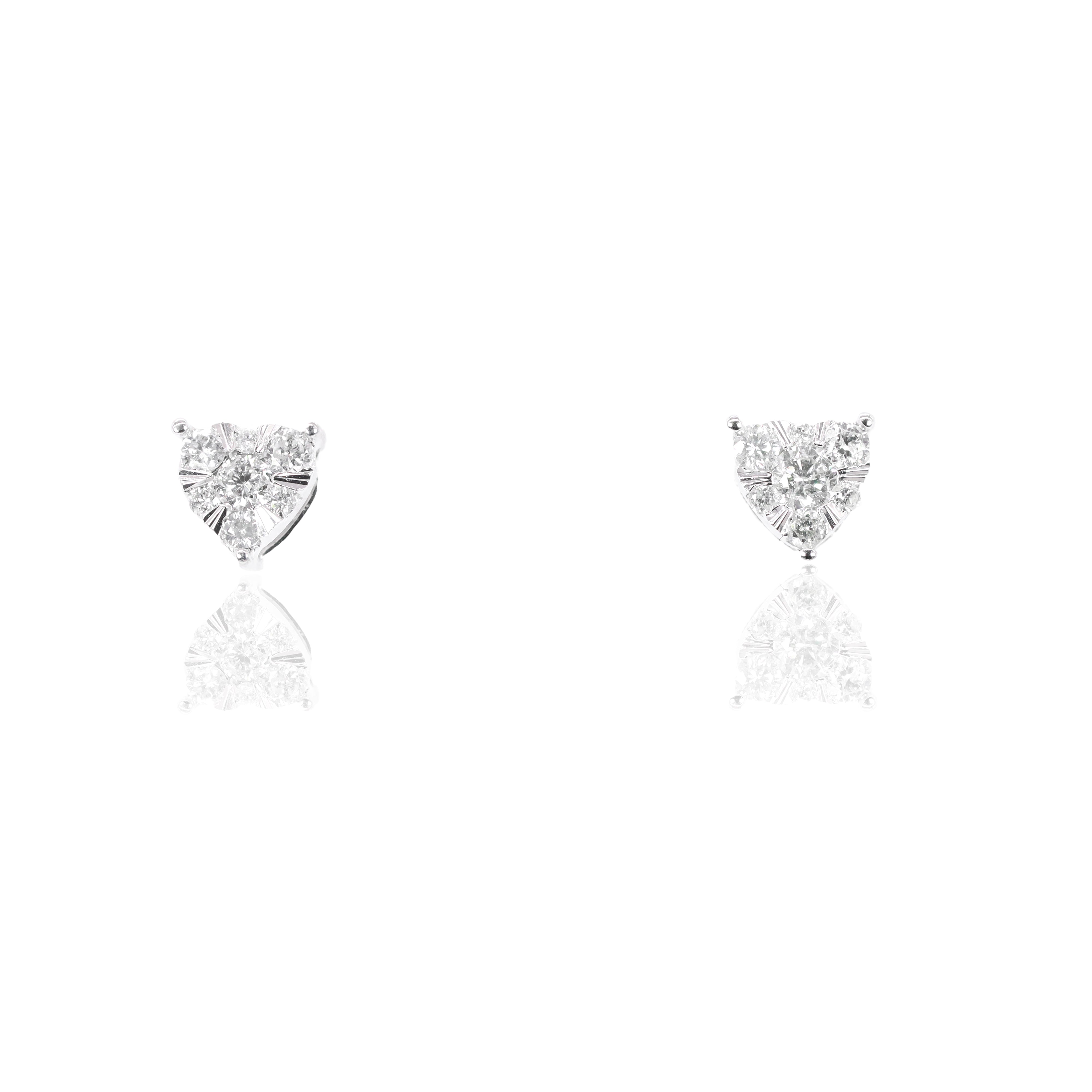Solitaire Diamond Heart Earrings