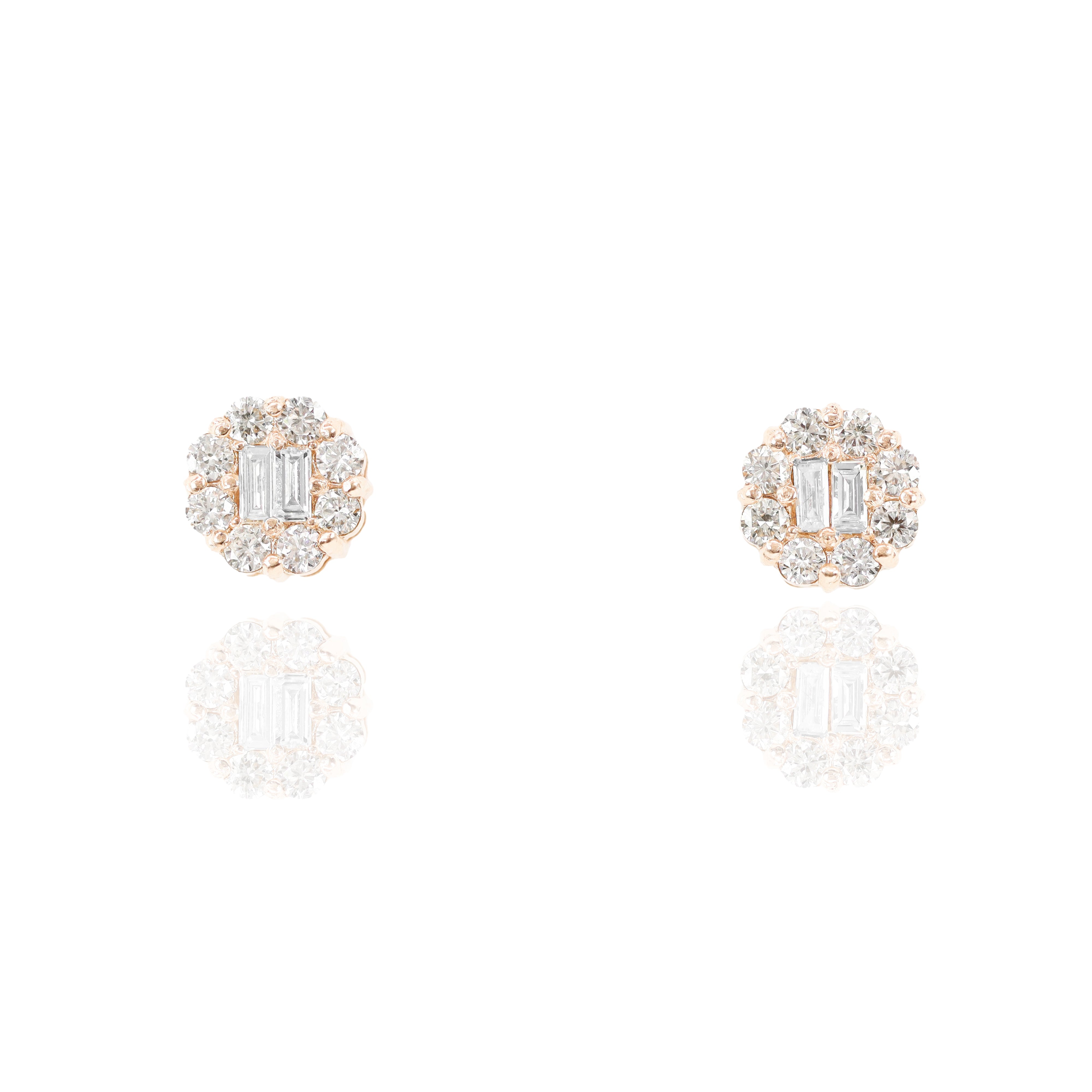 Flower Style Baguette Diamond Earrings