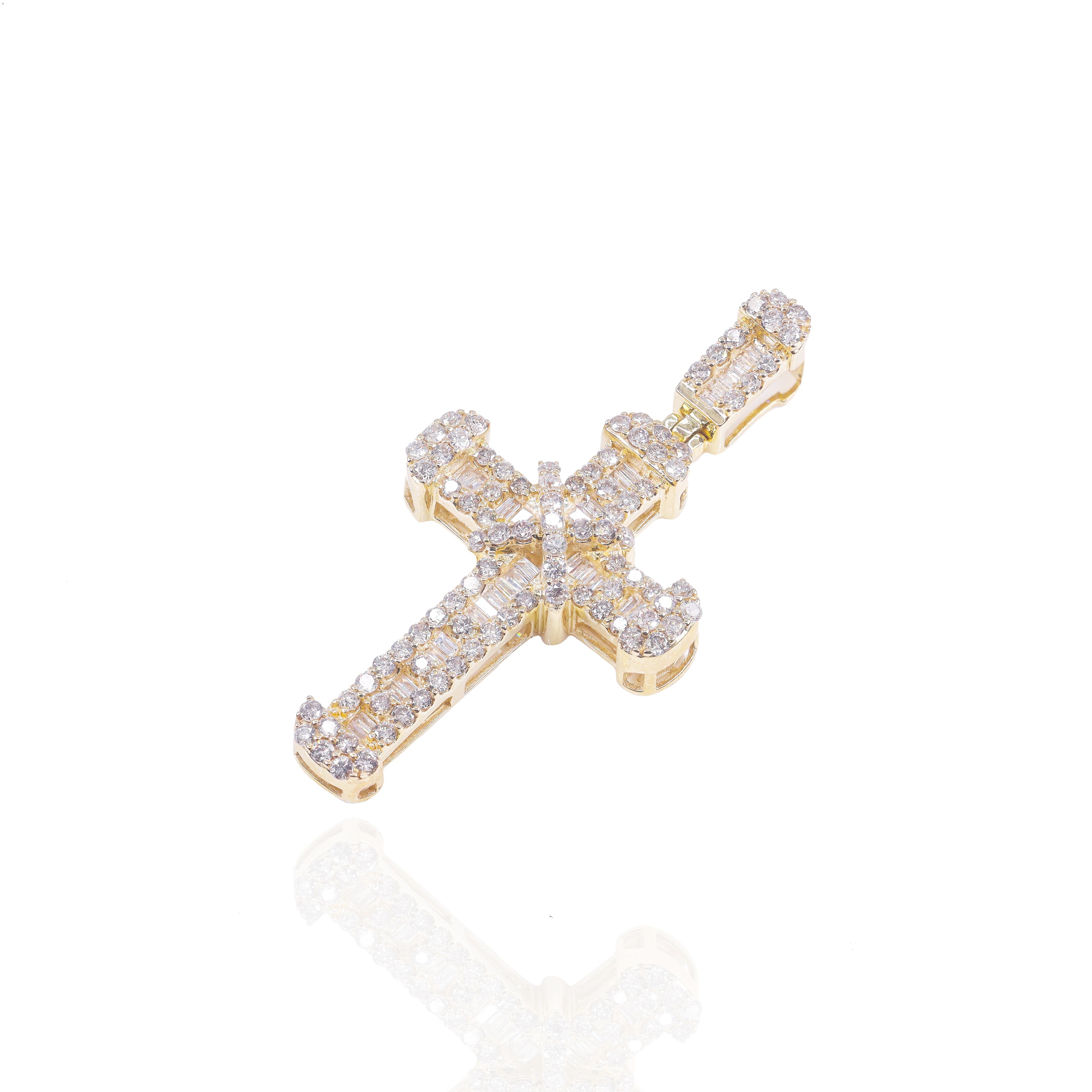 Cross "X" Baguette & Round Diamond Pendant