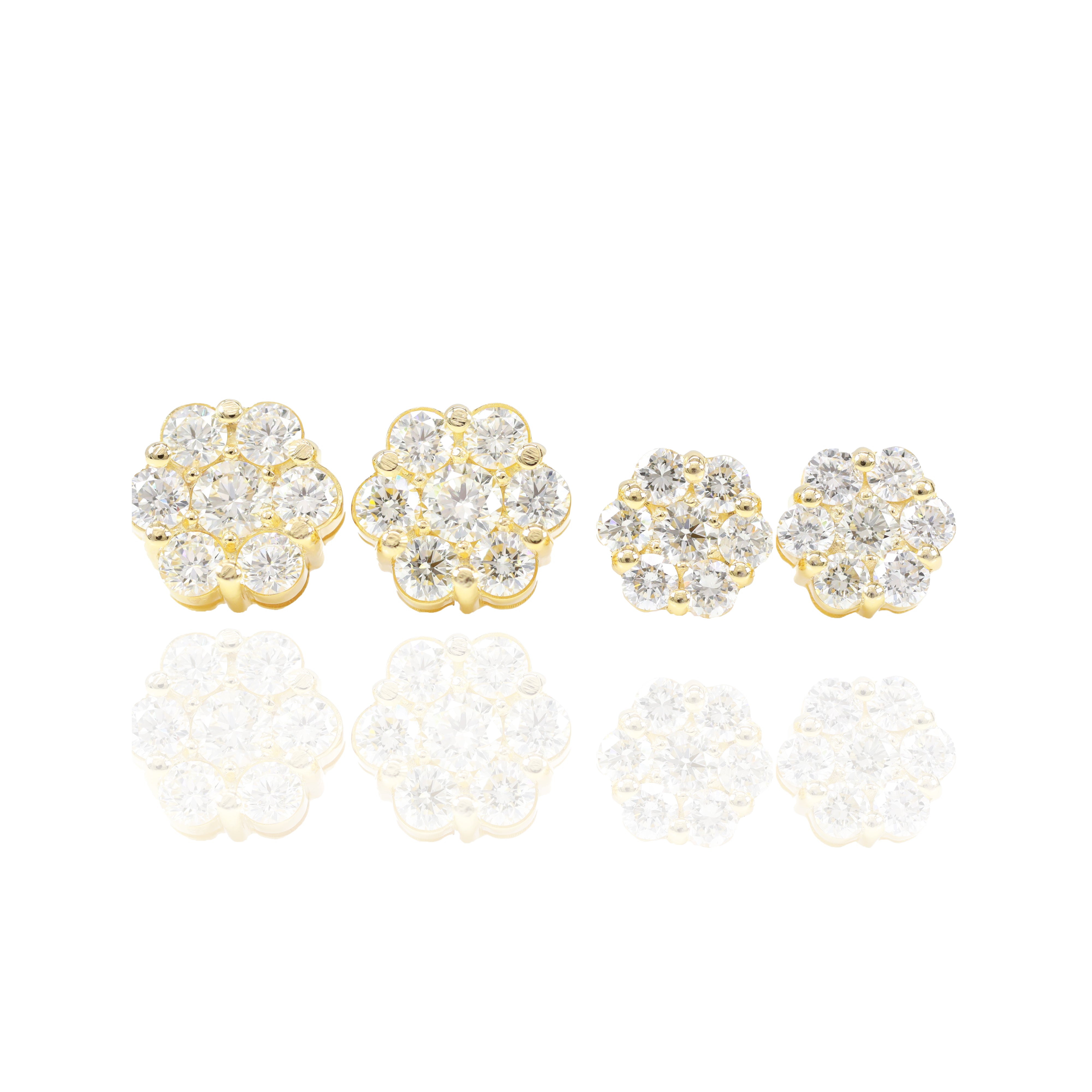 Custom Natural Diamond Flower Earrings