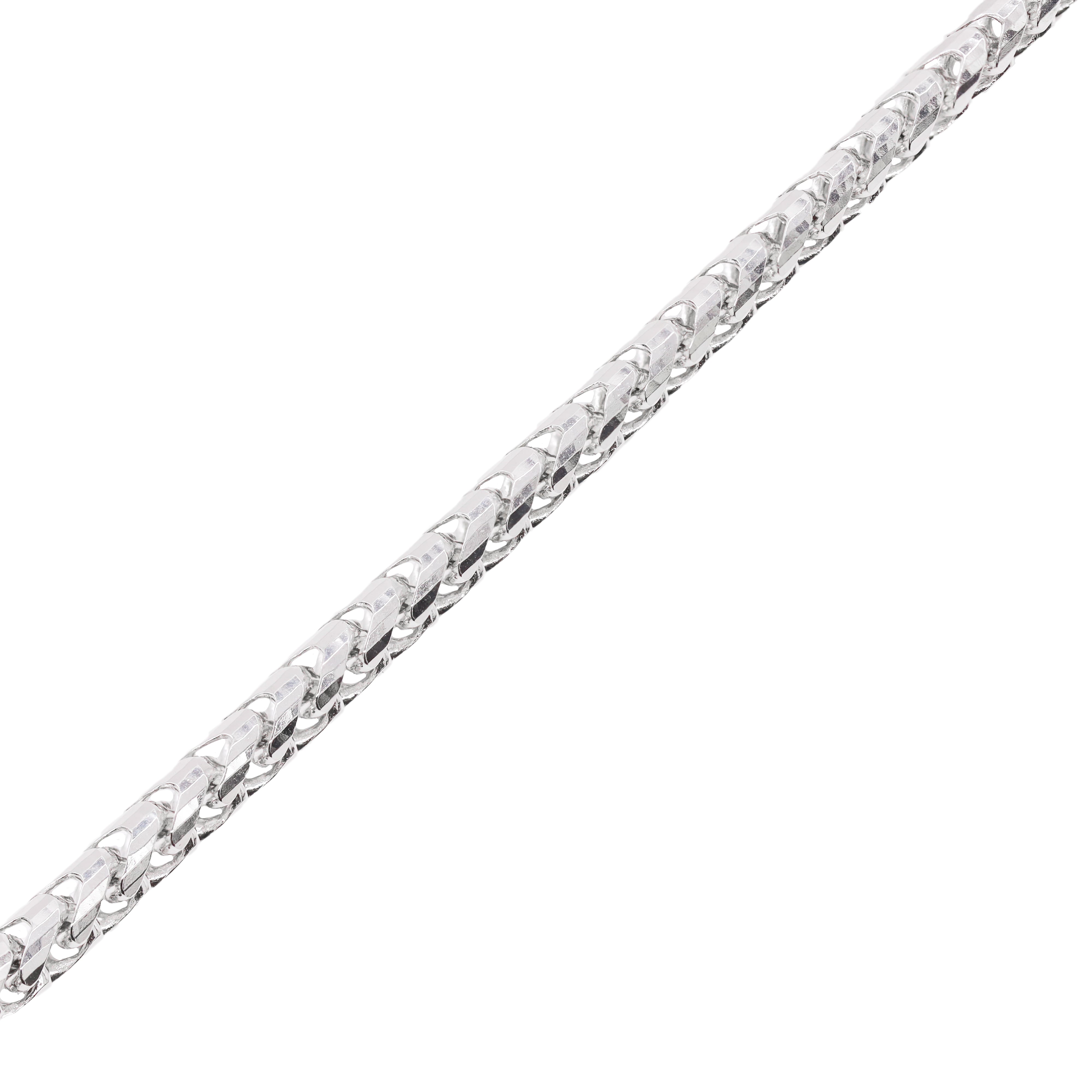 14KT Solid Rounded Franco White Gold Chain