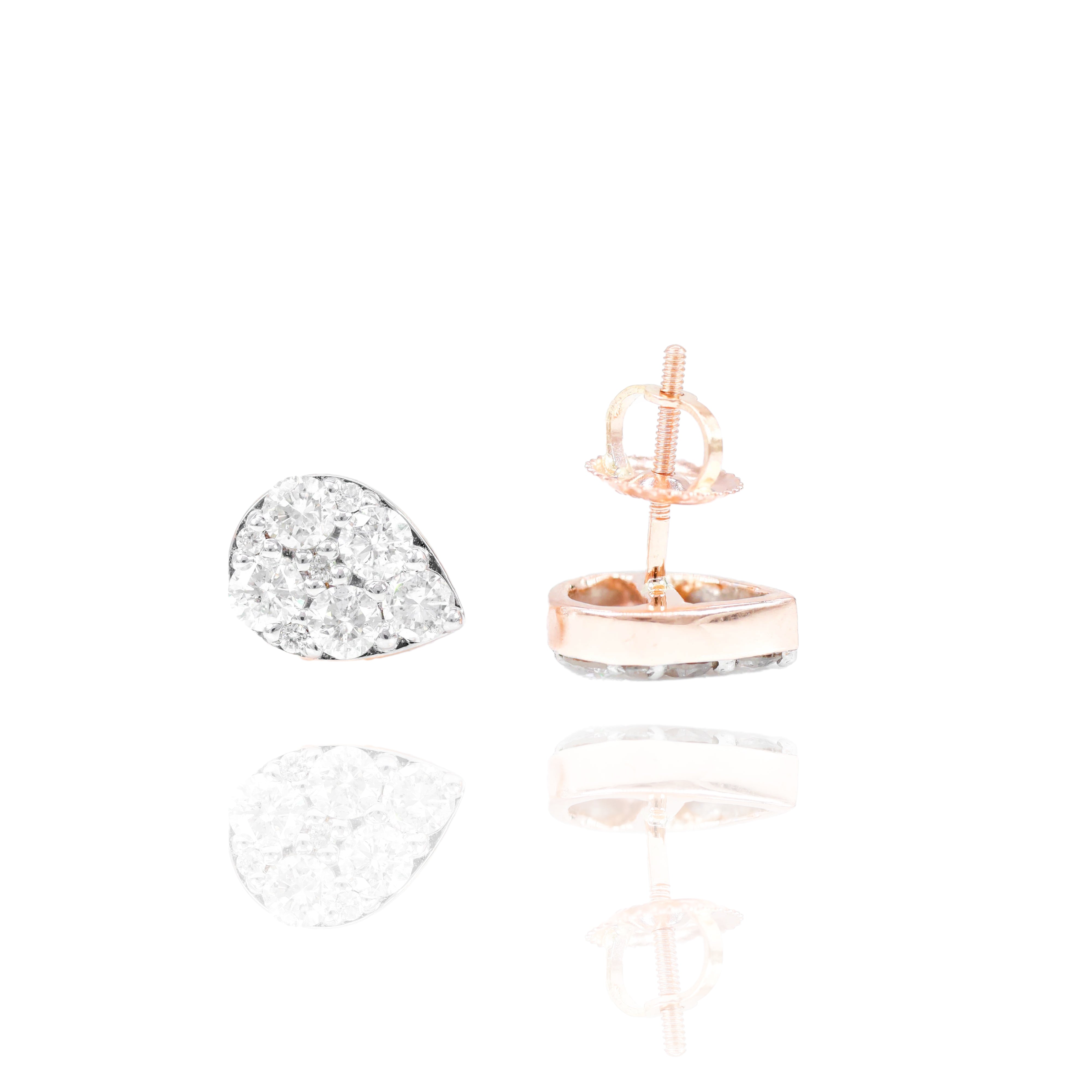 Pear Shape Cluster Diamond Earrings