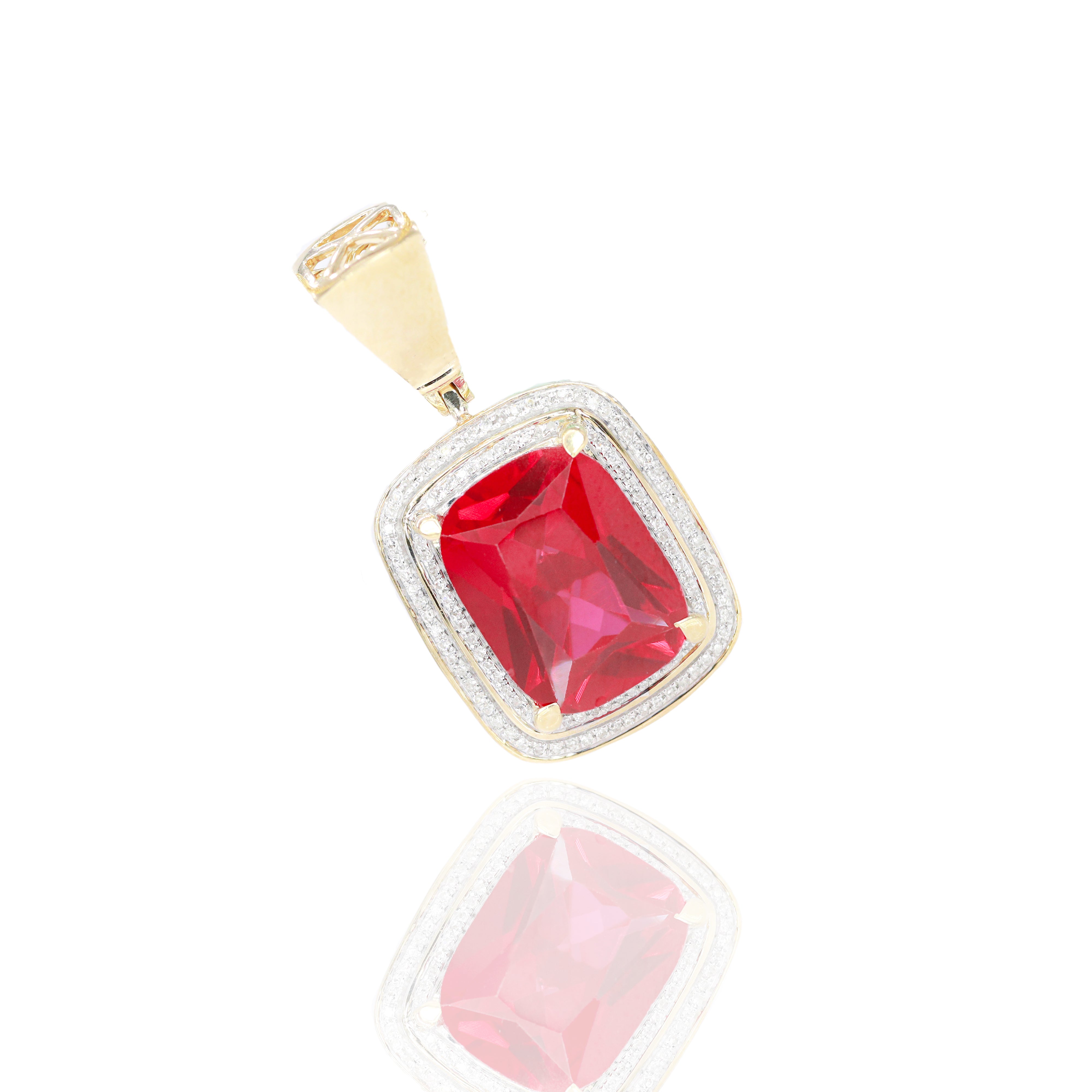 Red Gemstone Diamond Pendant