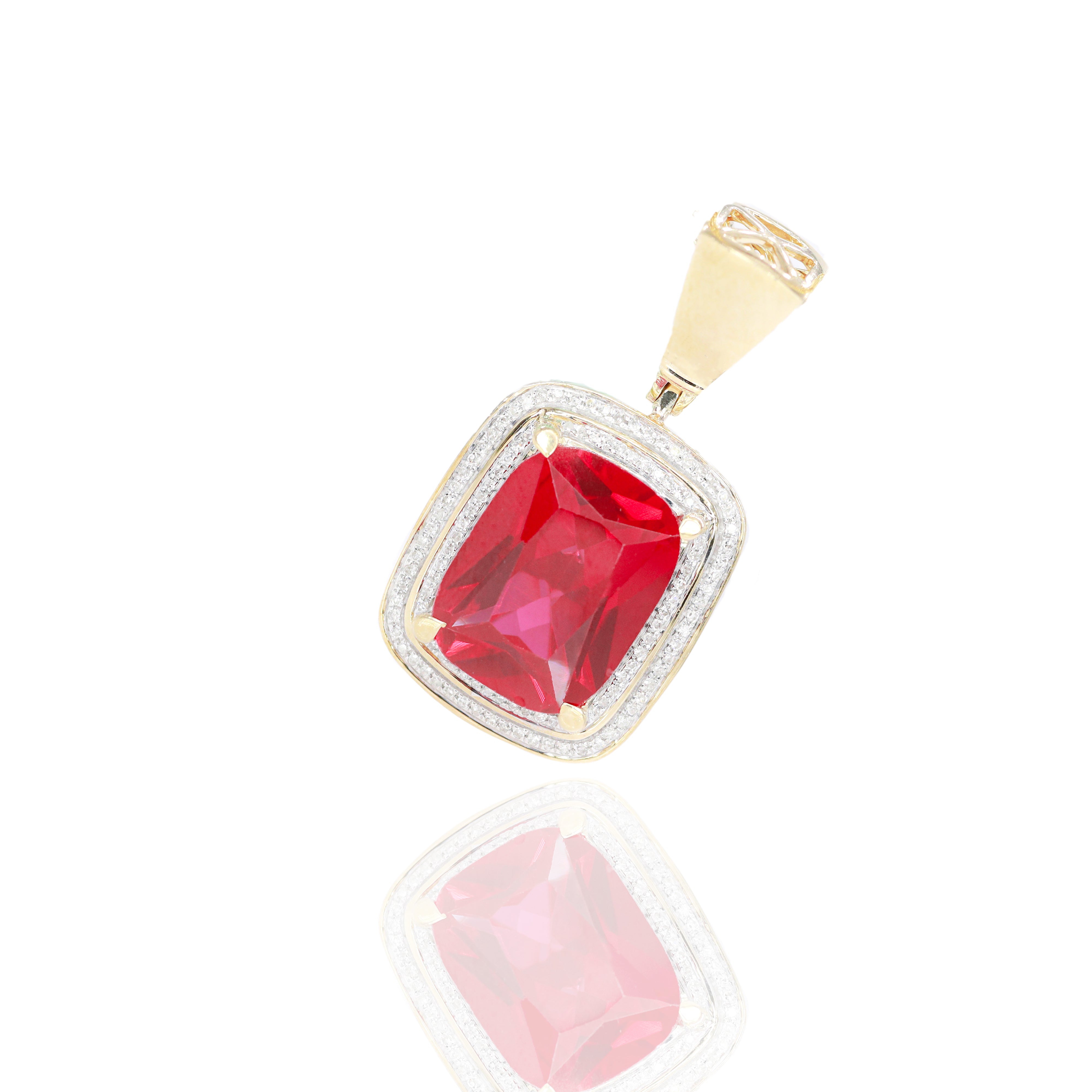 Red Gemstone Diamond Pendant