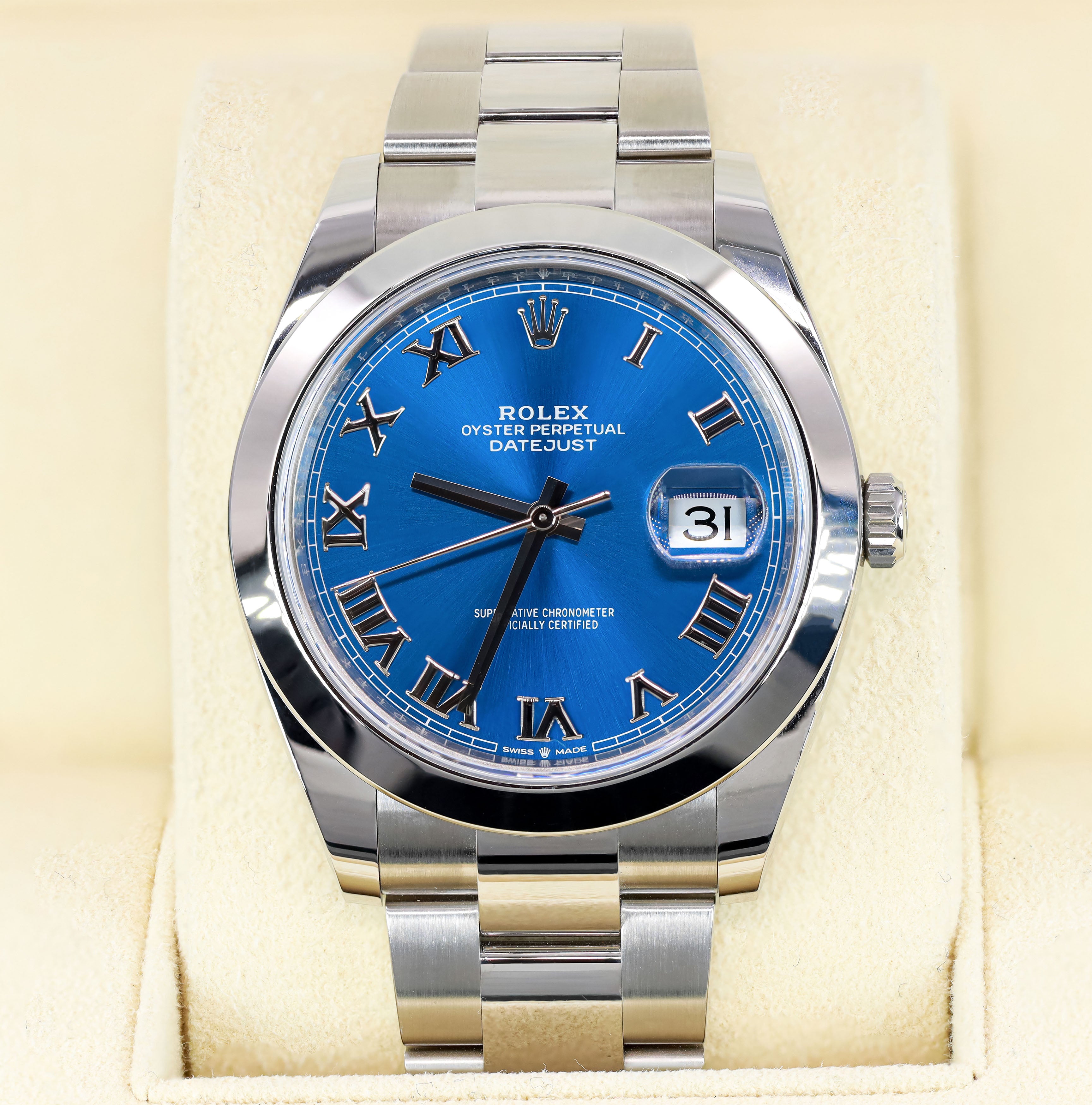 Rolex 126300 DateJust Azzuro Blue Roman Dial 41mm