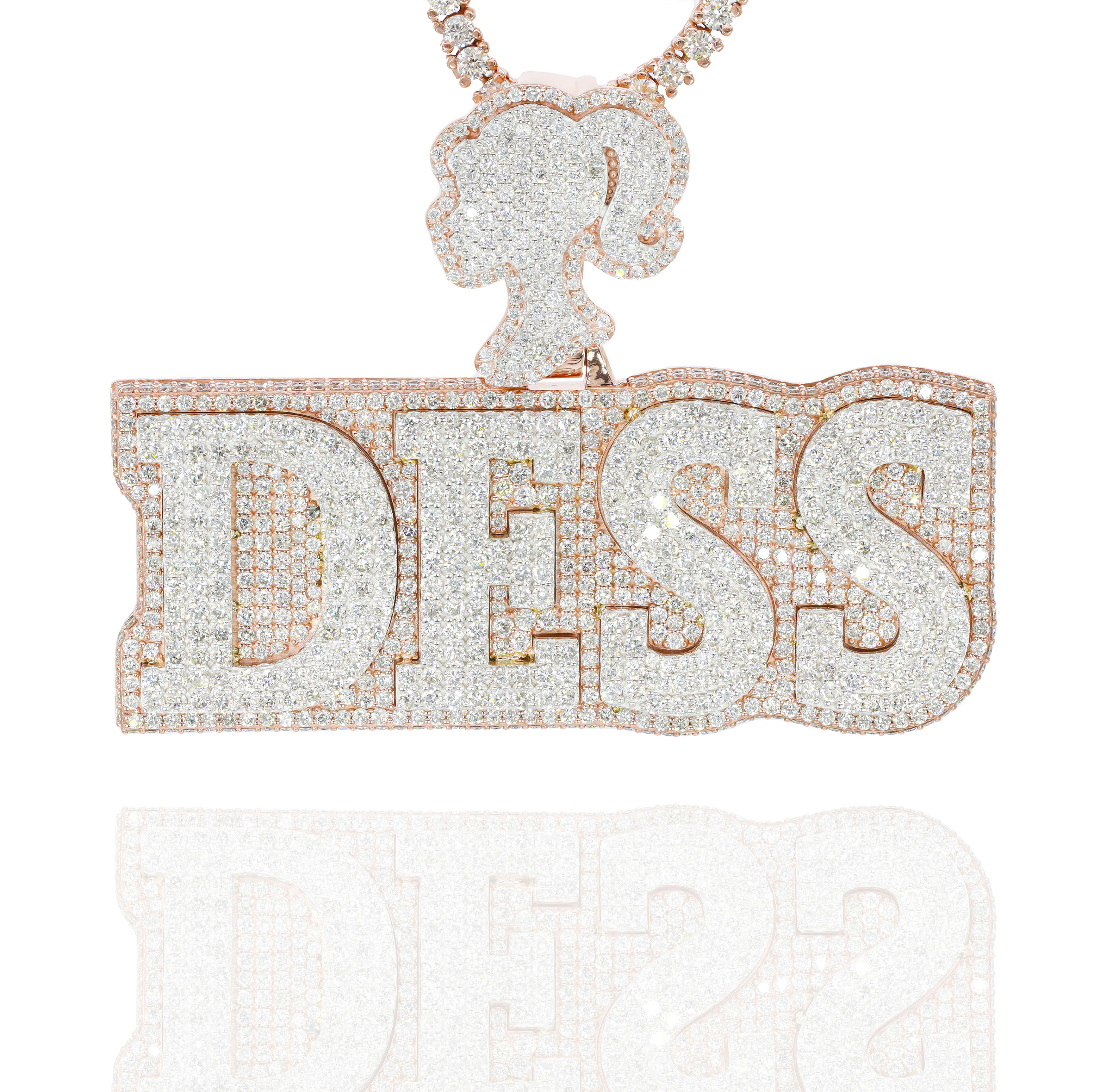 Custom Design Deposit - Two-Tone Block Style Name Diamond Pendant