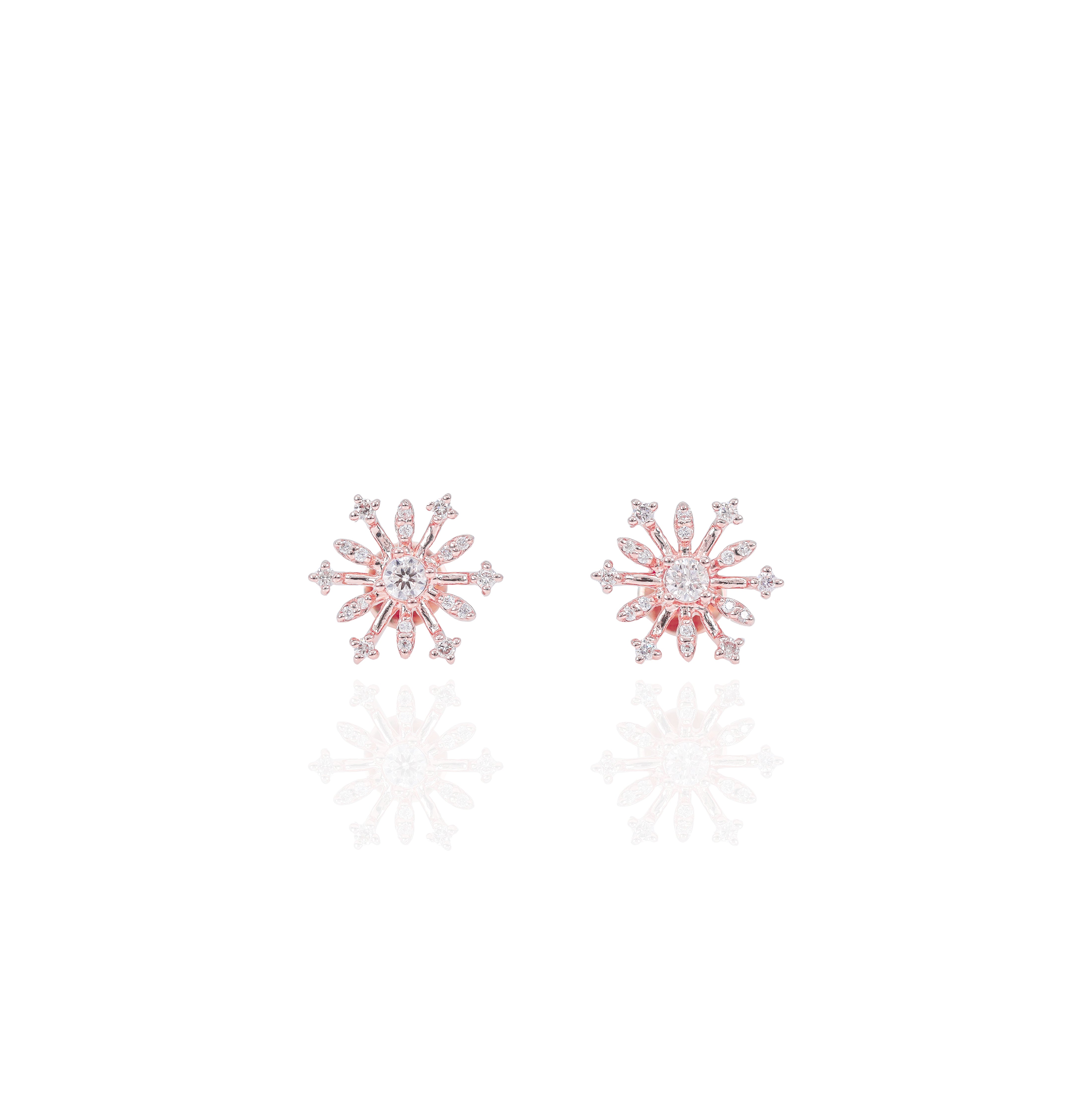 Open Style Snowflake Diamond Earrings