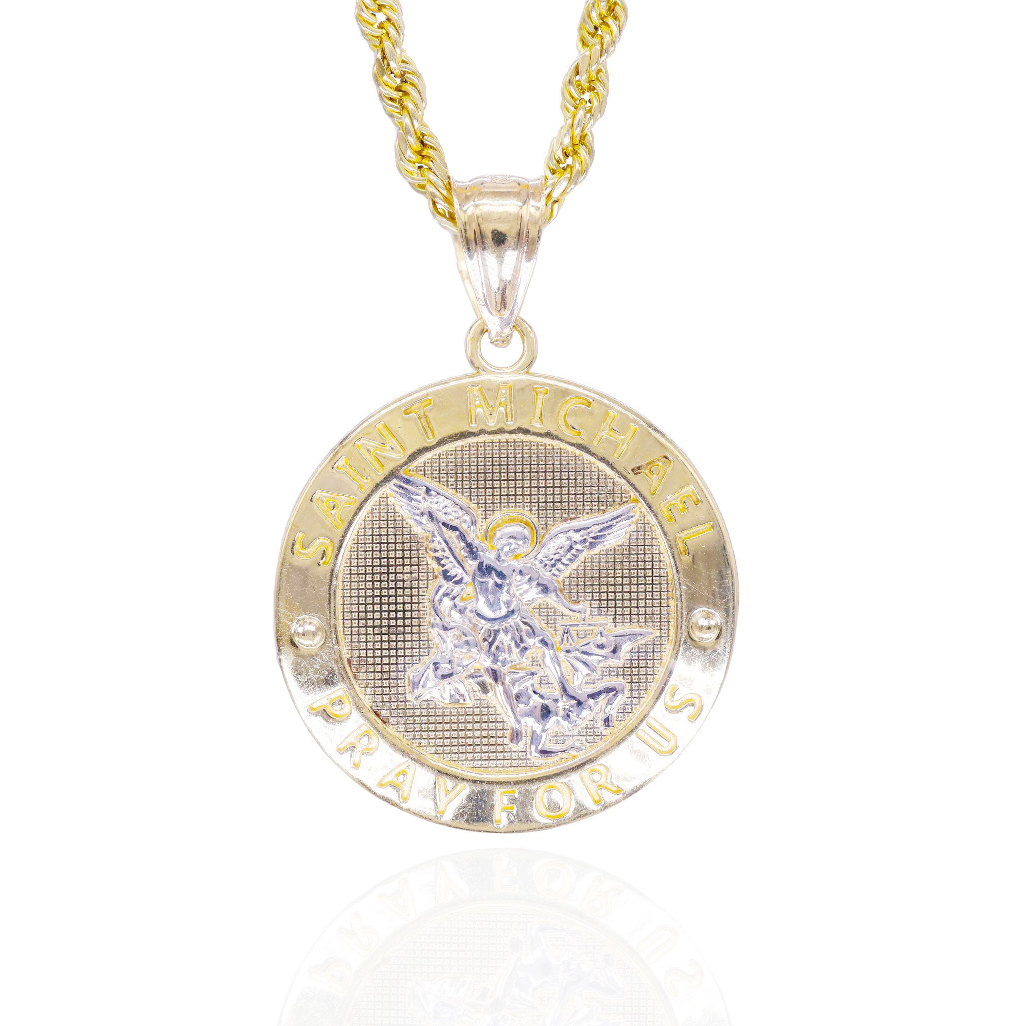 14KT Solid Gold St. Michael Circle Pendant