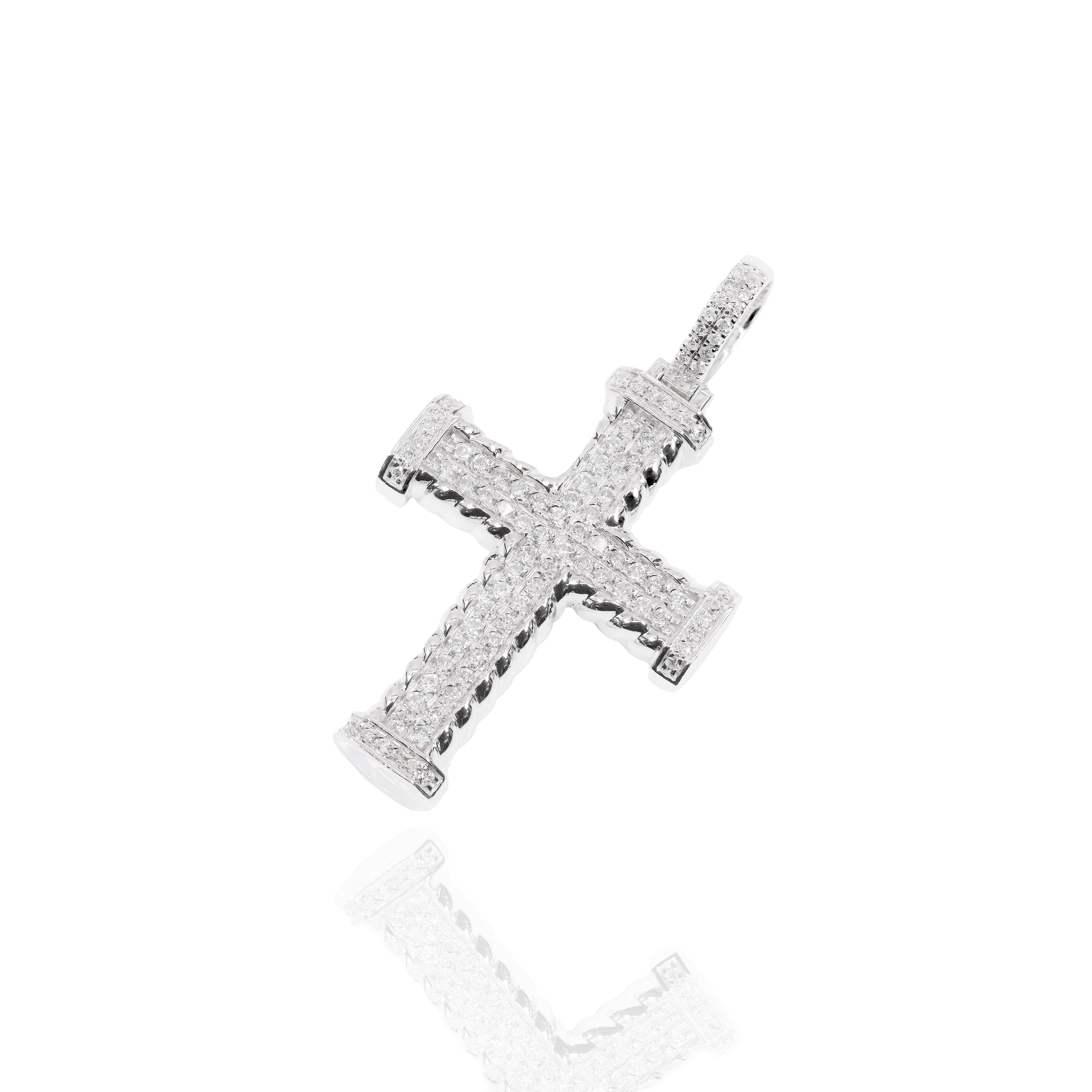 Spiral Cross Diamond Pendant