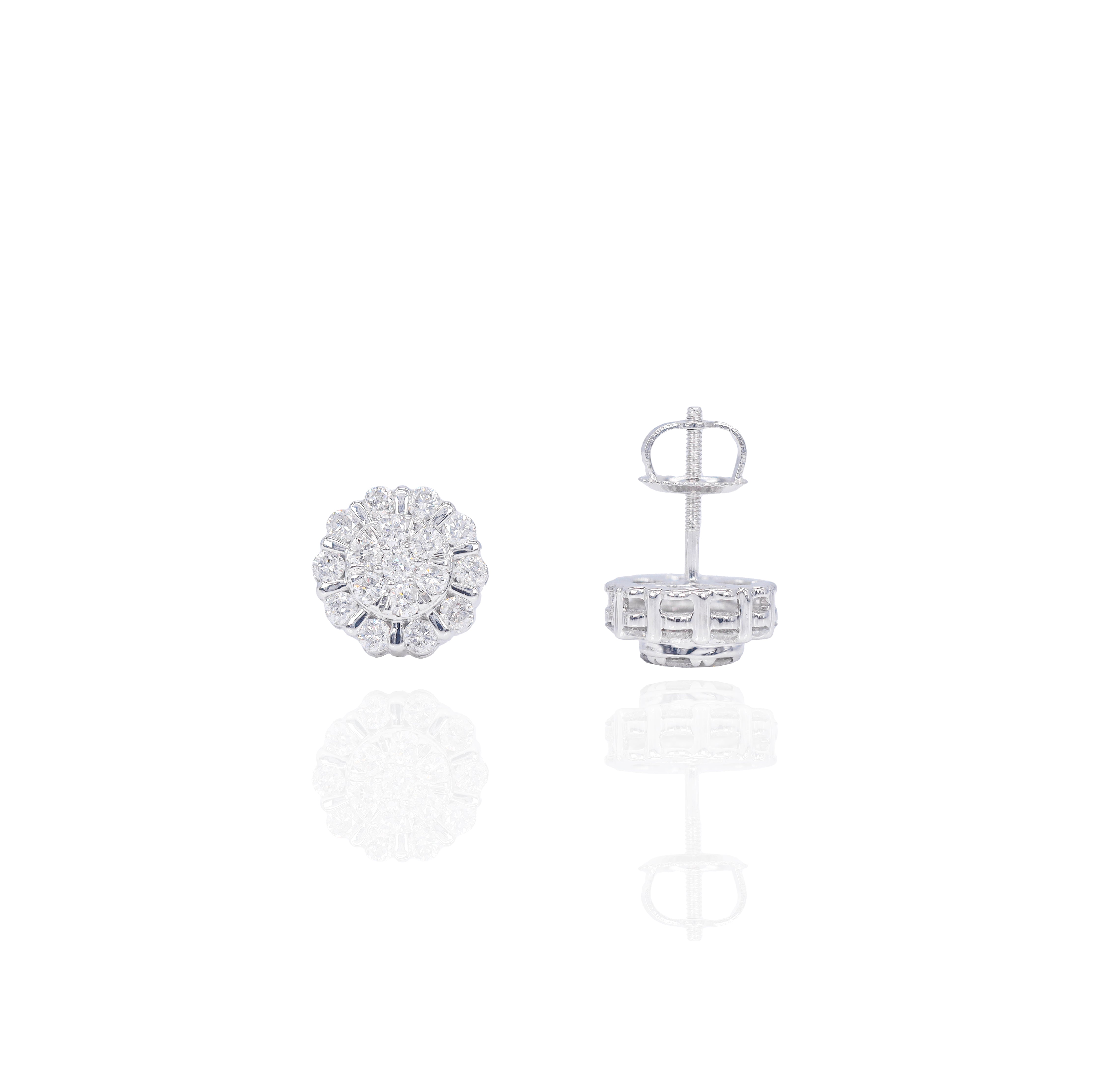 Cluster Diamond Earrings w/ Solid Borders