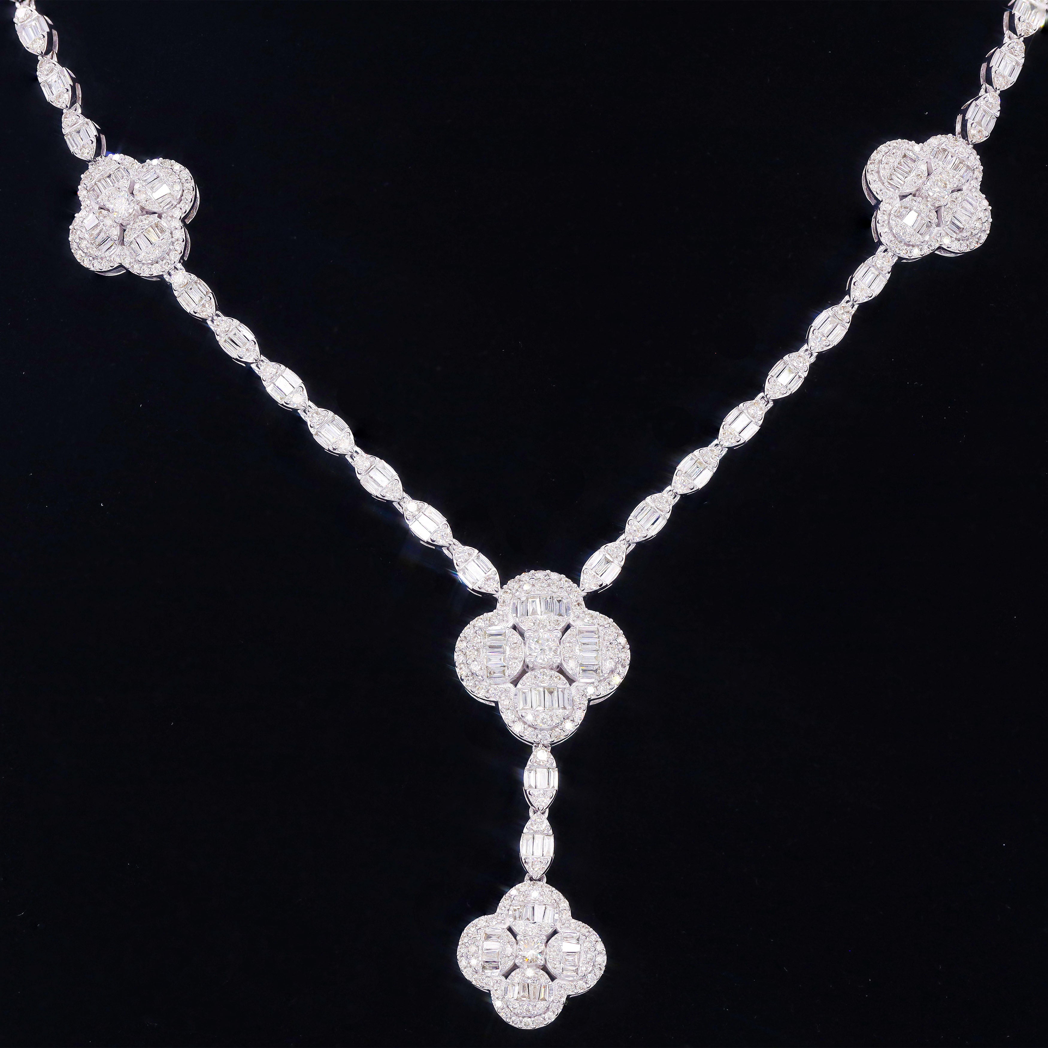 Chandelier Diamond Necklace w/ Clover Diamond Links