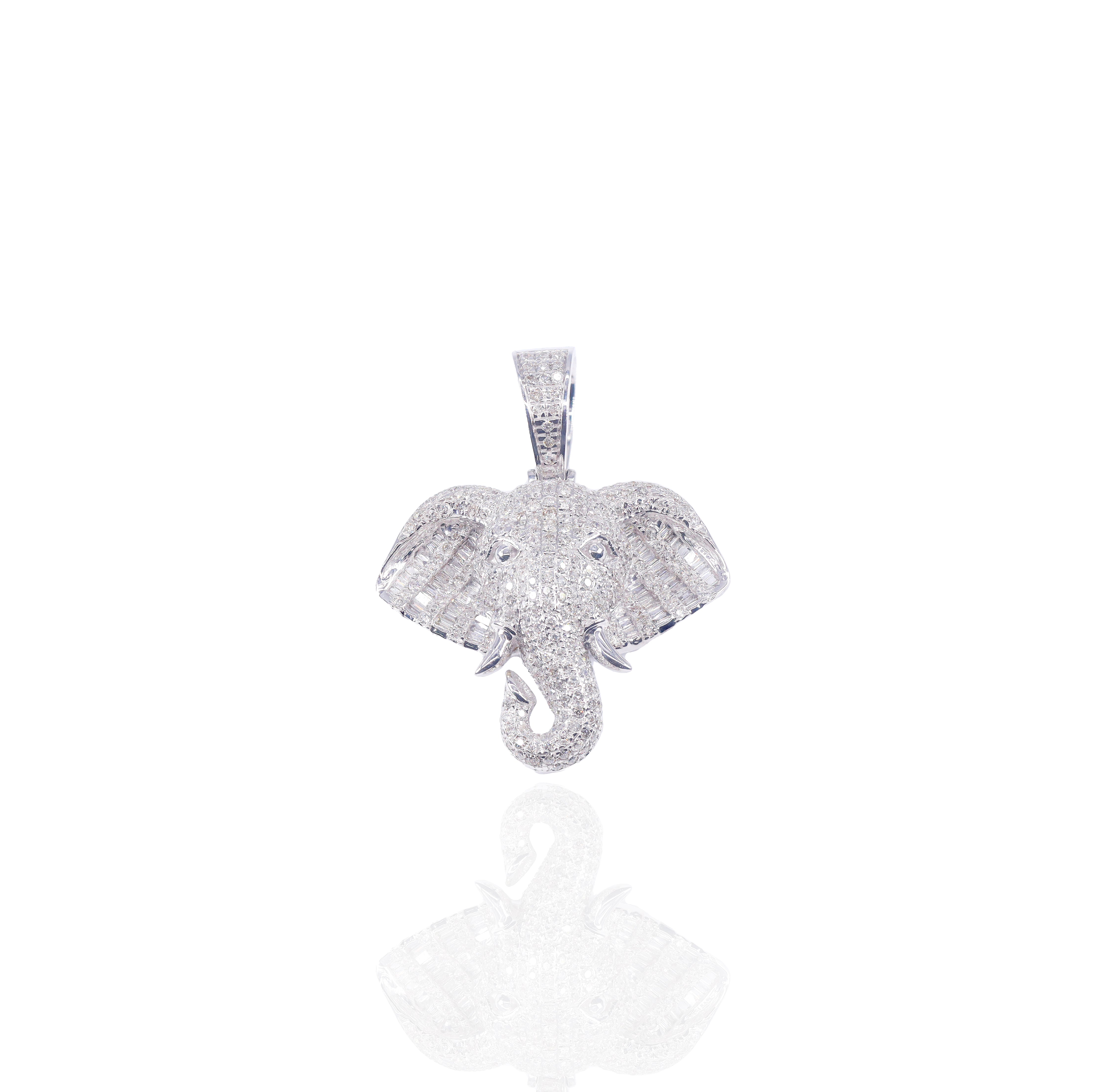 3D Diamond Elephant Pendant